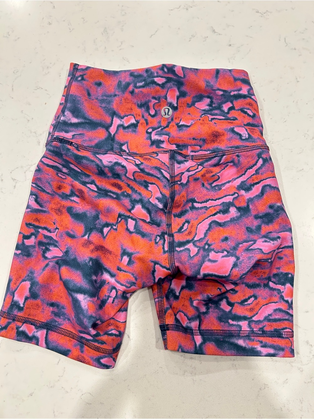 lululemon athletica Pink, Orange & Blue tye dye Bike Shorts